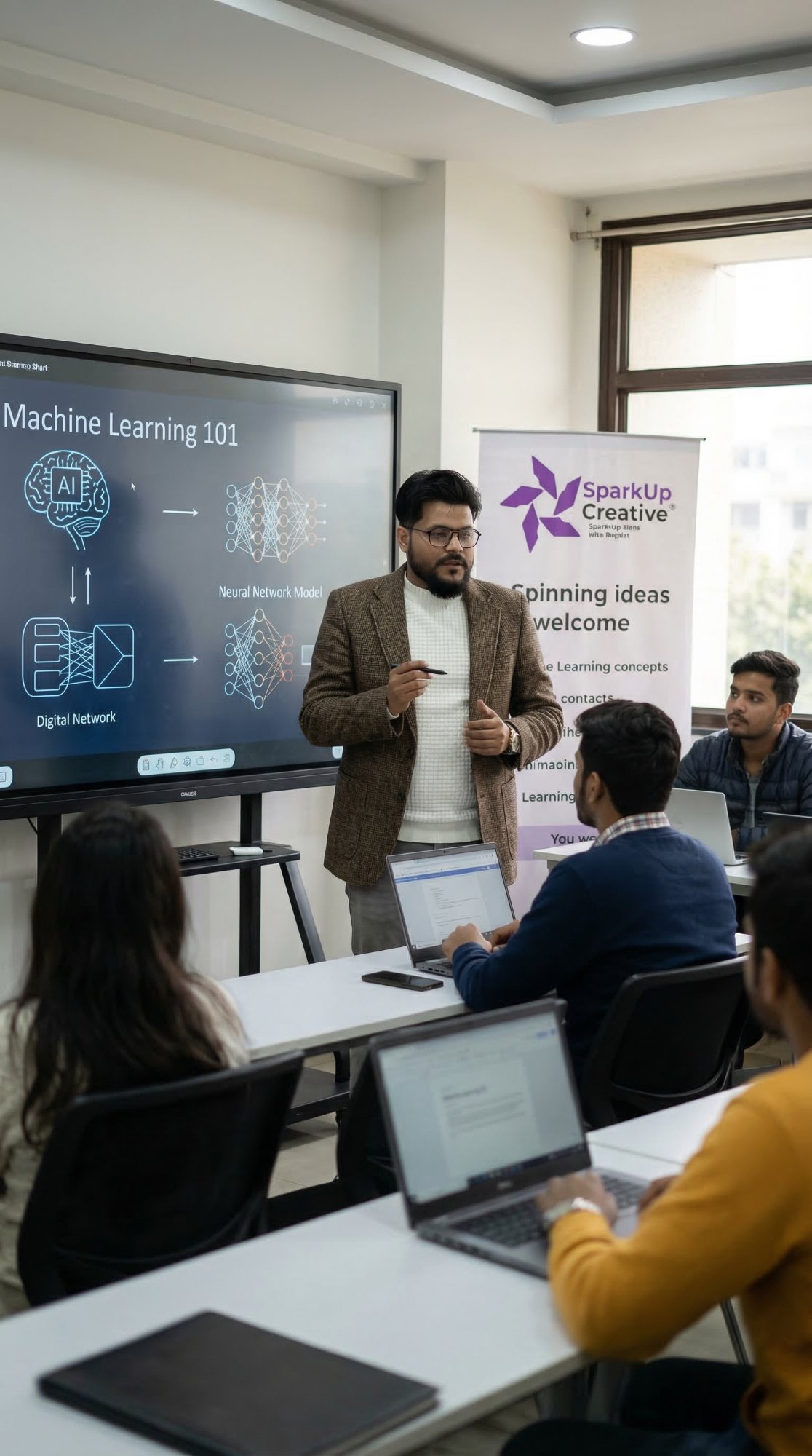 Yaser Shamim teaching AI and Machine Learning at SparkUp Creative